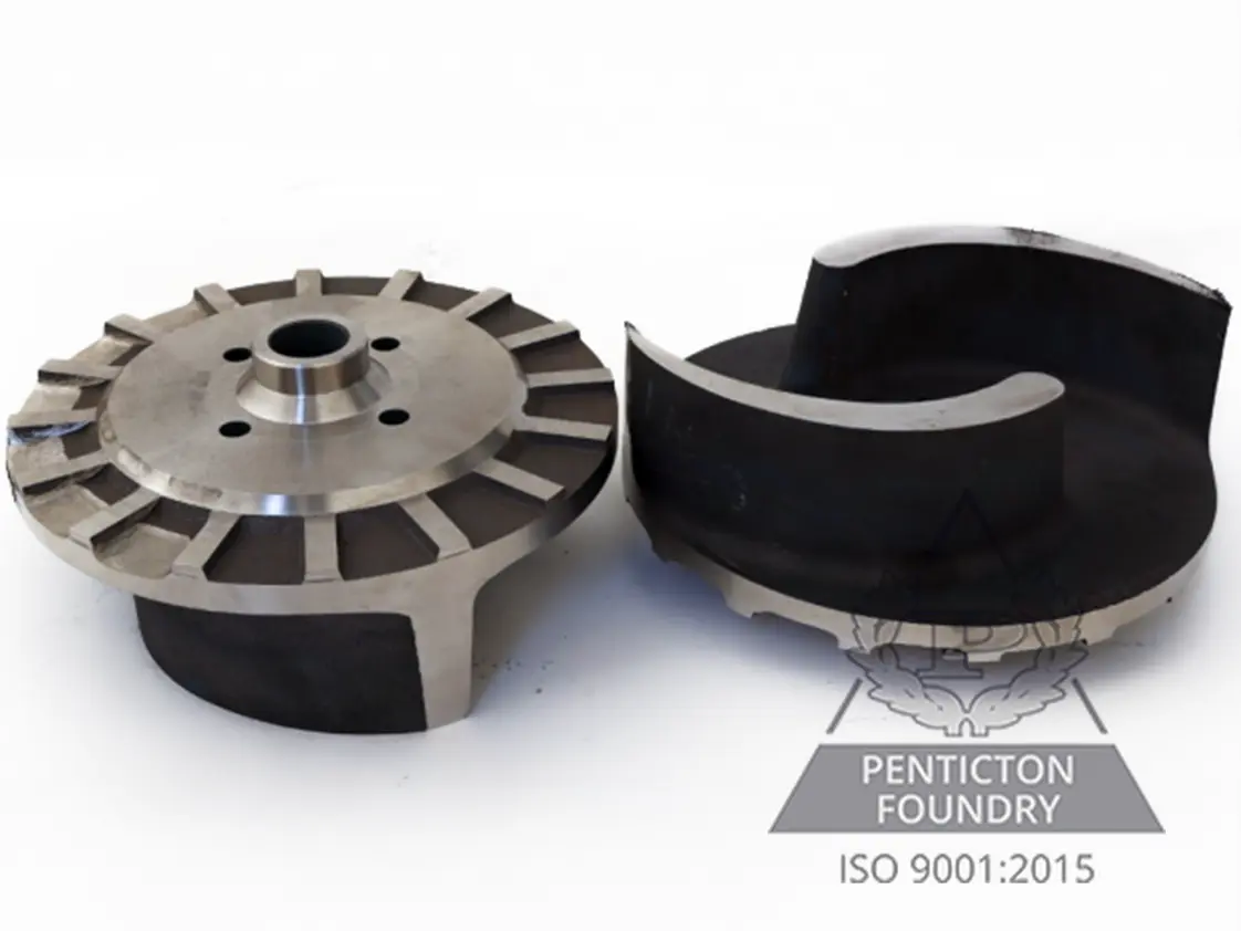 Fully machined, two-vane open impellers made in high chrome white iron Fully machined, two-vane open impellers made in high chrome white iron